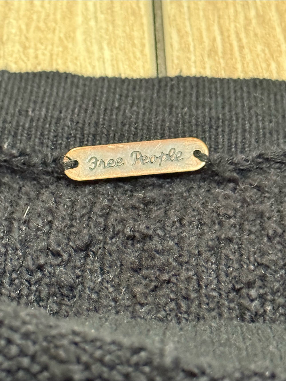 Free People Found My Friend Pullover Black Textured Sweatshirt Size Small - Picture 12 of 12